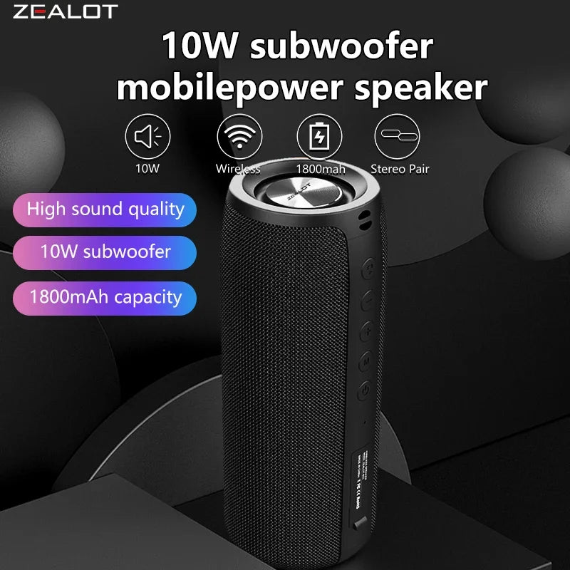 Zealot -S51 Wireless Speakers, Outdoor Portable Subwoofer Speaker