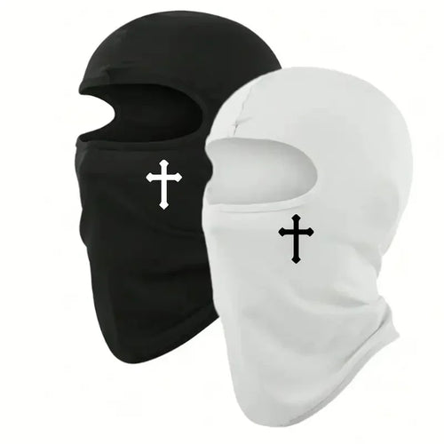 Black Cross Face Ski Mask - Breathable for Cycling, Motorcycling,
