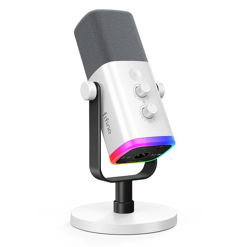 FIFINE USB/XLR Dynamic Microphone with Touch Mute Button,Headphone