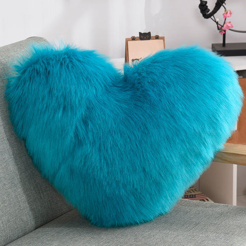 Throw Pillows Heart Shape Long Plush Fluffy Shaggy Cushion Cover Sofa