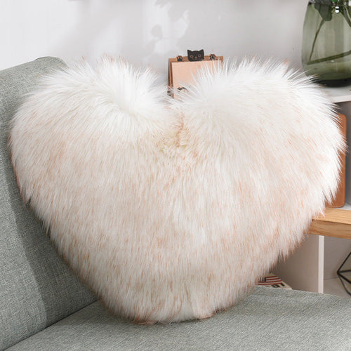 Throw Pillows Heart Shape Long Plush Fluffy Shaggy Cushion Cover Sofa