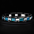 Luxe Blauw Opaal Zwart Keramiek Armband Heren Tungsten Armband Vuur