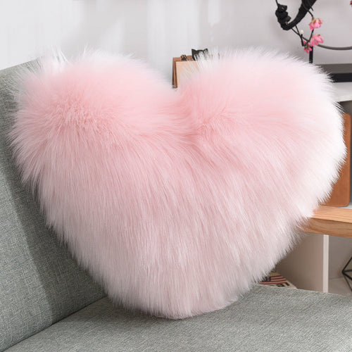 Throw Pillows Heart Shape Long Plush Fluffy Shaggy Cushion Cover Sofa