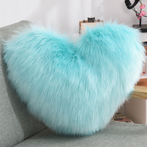 Throw Pillows Heart Shape Long Plush Fluffy Shaggy Cushion Cover Sofa