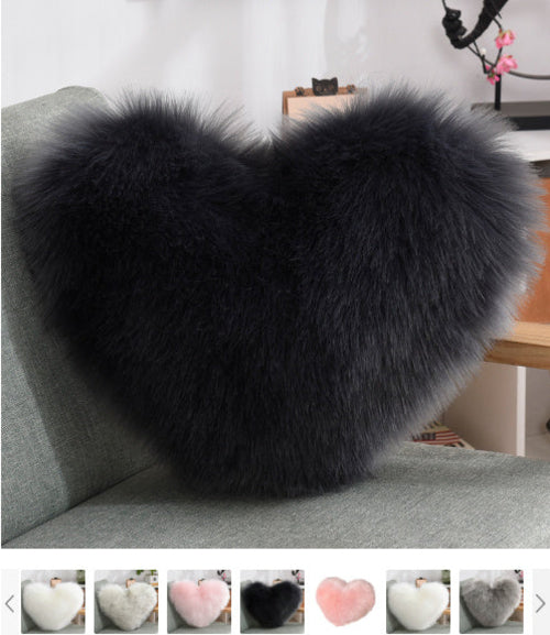 Throw Pillows Heart Shape Long Plush Fluffy Shaggy Cushion Cover Sofa