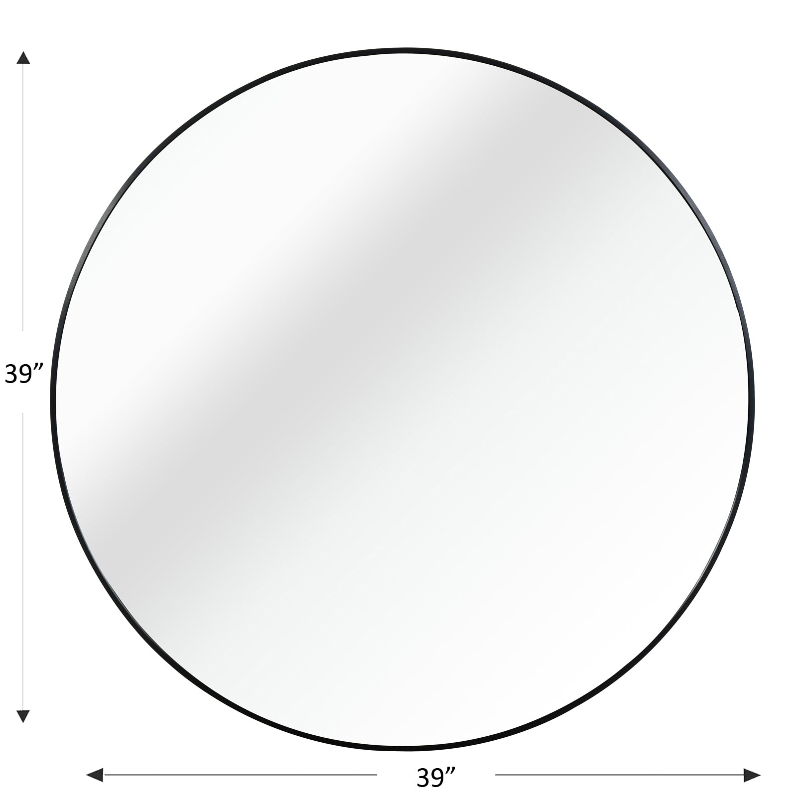 39 Inch Black Metal Framed Round Bathrrom Mirror for Wall.