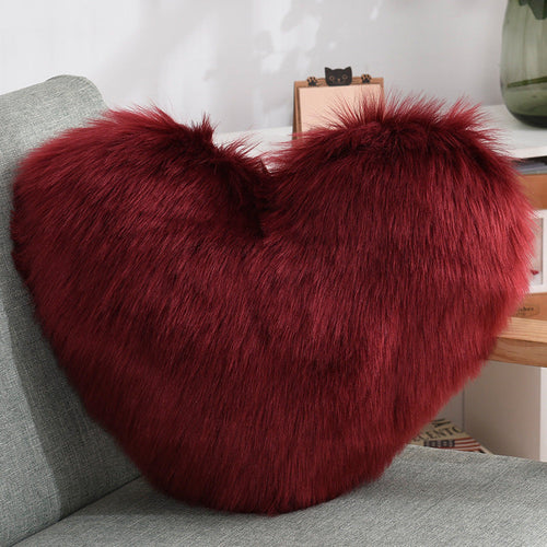 Throw Pillows Heart Shape Long Plush Fluffy Shaggy Cushion Cover Sofa