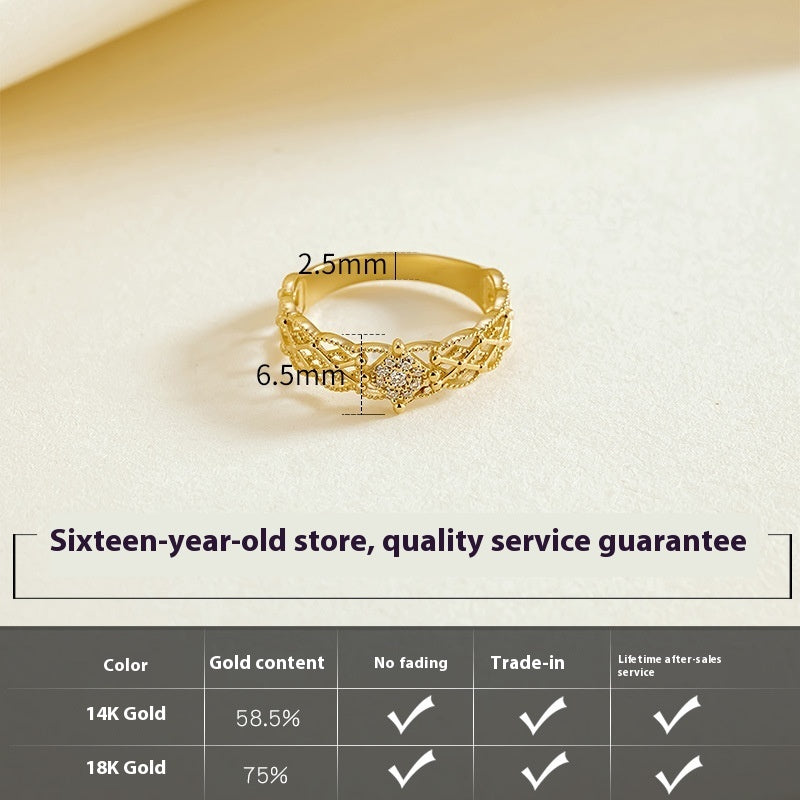 Pure 18K Jinrege Light Luxury Wide Version Fashion Ring – Timeless