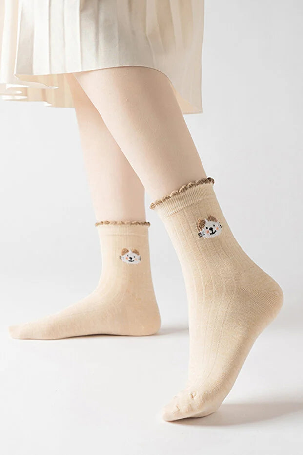 5 Pair Patterned Women Socks Comfortable Soft Daily Wear