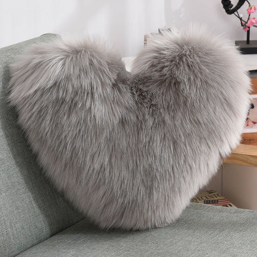 Throw Pillows Heart Shape Long Plush Fluffy Shaggy Cushion Cover Sofa