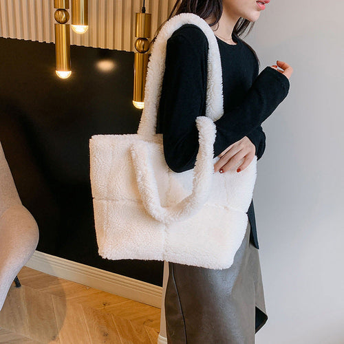 Women's Designer Luxury Plush Bag Winter Fashion Cute Tote Handbags