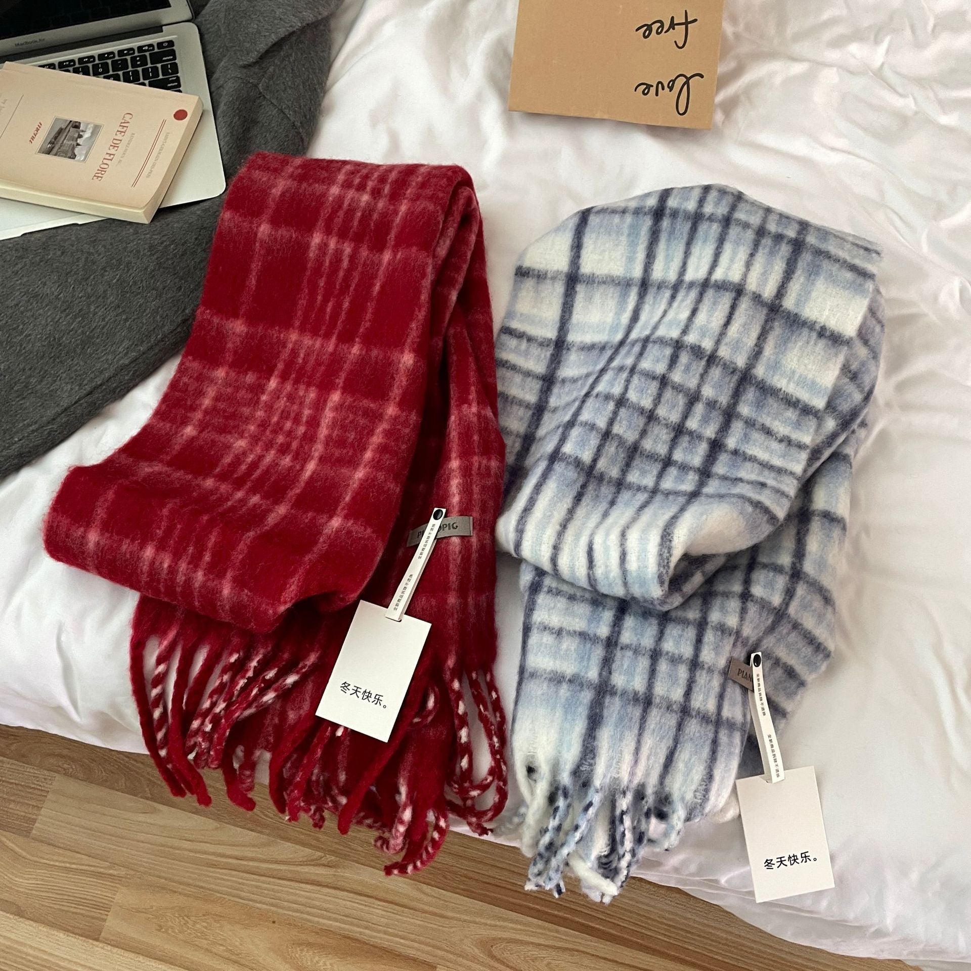 Advanced Plaid Scarf Autumn Winter Women Vintage