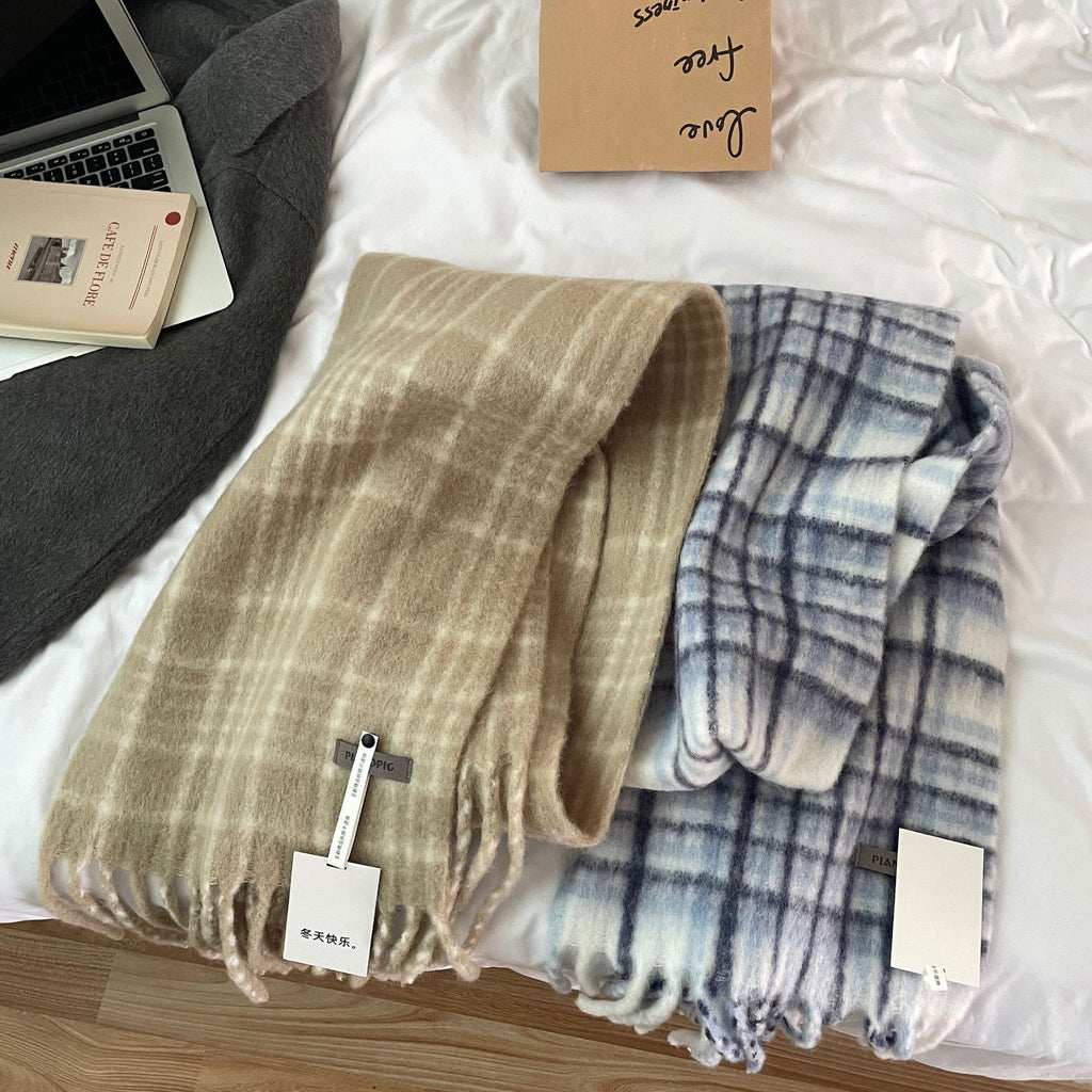 Advanced Plaid Scarf Autumn Winter Women Vintage