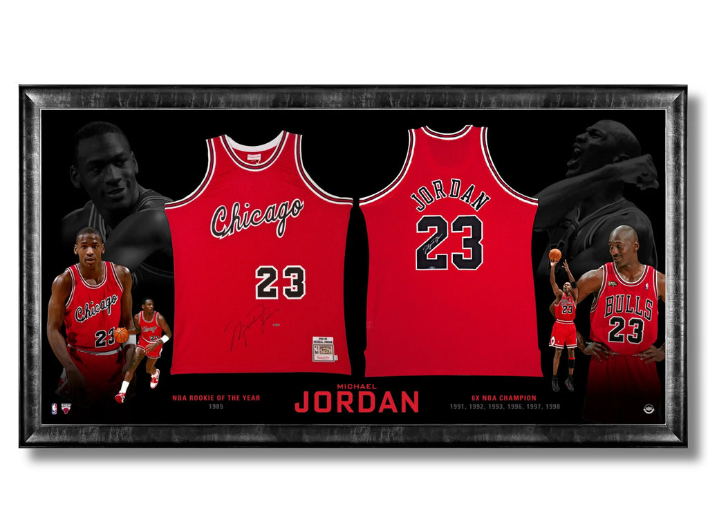 Michael Jordan Dual Framed Signed Mitchell & Ness
