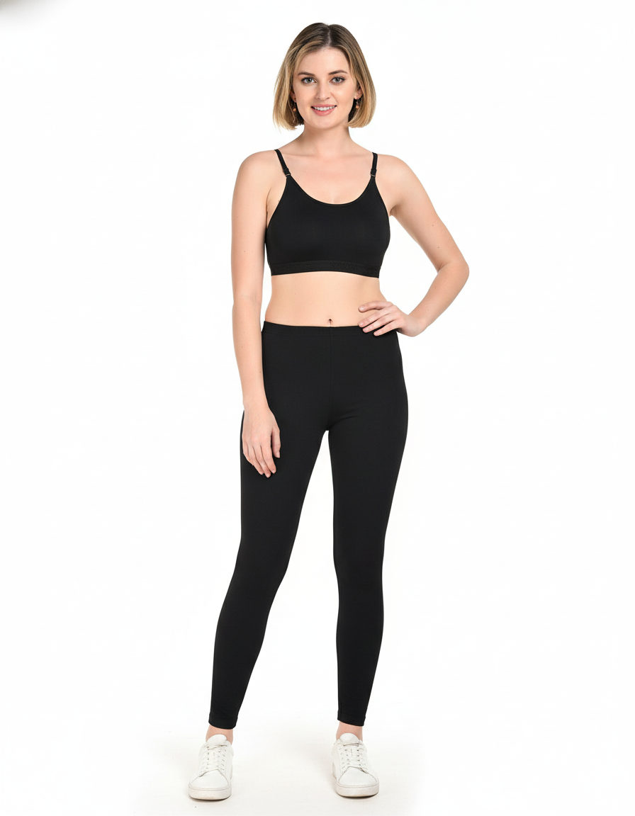 Women's Sports Bra & Leggings Set Black (M )