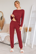 Two-Piece Relaxed Fit Co-Ord Set for Women-Maroon (Size-XS) | D52