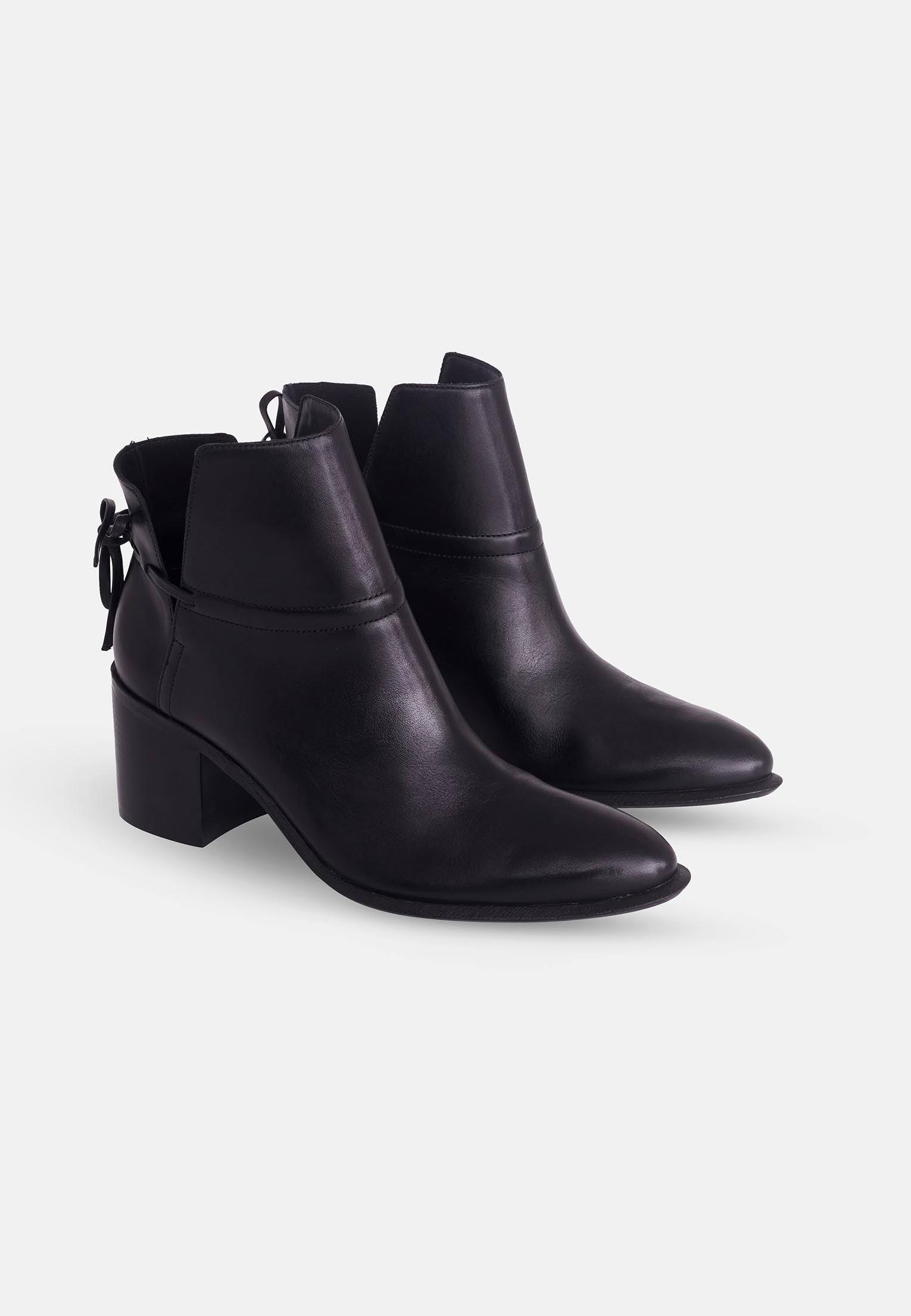 Brown Leather Ankle Boots Attalea – Women’s Block Heel Booties