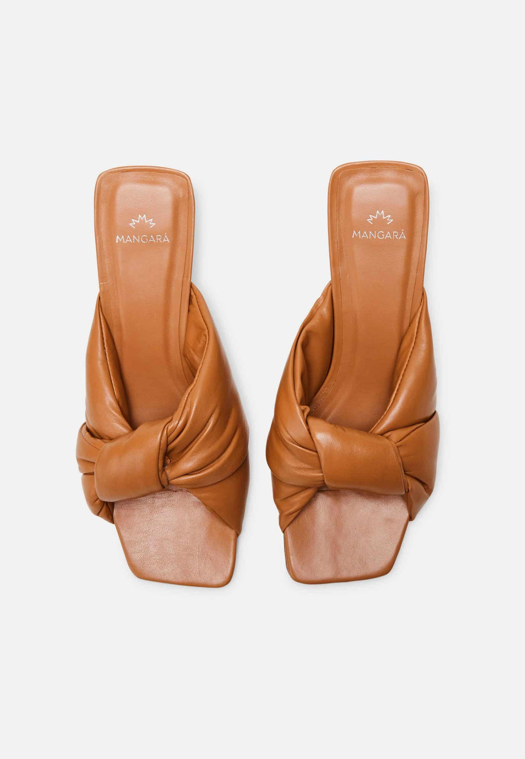 Tan Leather Mules Caroba – Women’s 4 cm Cylindrical Block Heel Slip-On