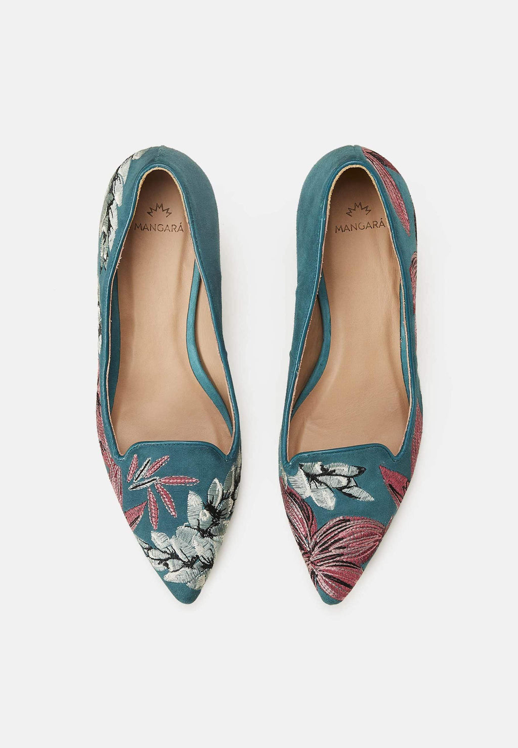 Grey Suede Embroidered Pumps – Kitten Heel Style